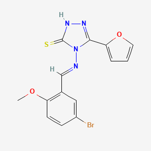 molecular formula C14H11BrN4O2S B5516657 4-((5-BROMO-2-METHOXYBENZYLIDENE)AMINO)-5-(2-FURYL)-4H-1,2,4-TRIAZOLE-3-THIOL 