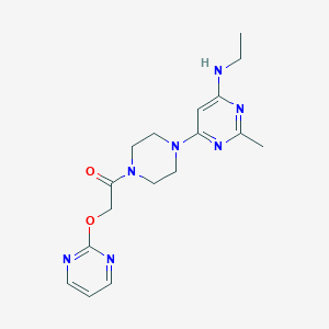 molecular formula C17H23N7O2 B5516665 N-ethyl-2-methyl-6-{4-[(2-pyrimidinyloxy)acetyl]-1-piperazinyl}-4-pyrimidinamine 