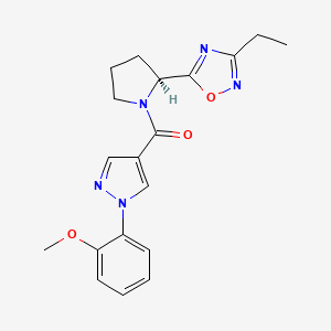 molecular formula C19H21N5O3 B5516671 3-ethyl-5-((2S)-1-{[1-(2-methoxyphenyl)-1H-pyrazol-4-yl]carbonyl}-2-pyrrolidinyl)-1,2,4-oxadiazole 