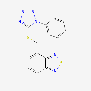 molecular formula C14H10N6S2 B5516710 4-{[(1-phenyl-1H-tetrazol-5-yl)thio]methyl}-2,1,3-benzothiadiazole 