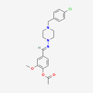 molecular formula C21H24ClN3O3 B5516720 4-({[4-(4-chlorobenzyl)-1-piperazinyl]imino}methyl)-2-methoxyphenyl acetate 