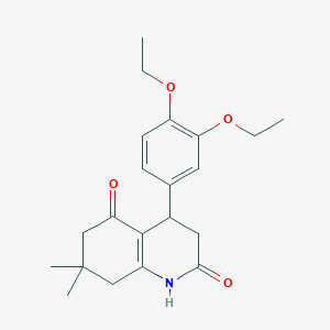 molecular formula C21H27NO4 B5516767 4-(3,4-DIETHOXYPHENYL)-7,7-DIMETHYL-1,2,3,4,5,6,7,8-OCTAHYDROQUINOLINE-2,5-DIONE 