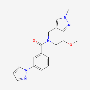 molecular formula C18H21N5O2 B5516857 N-(2-methoxyethyl)-N-[(1-methyl-1H-pyrazol-4-yl)methyl]-3-(1H-pyrazol-1-yl)benzamide 
