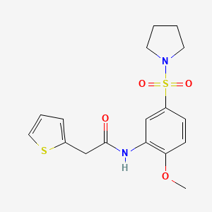molecular formula C17H20N2O4S2 B5516885 N-(2-methoxy-5-pyrrolidin-1-ylsulfonylphenyl)-2-thiophen-2-ylacetamide 