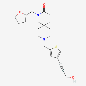 molecular formula C22H30N2O3S B5516893 9-{[4-(3-hydroxyprop-1-yn-1-yl)-2-thienyl]methyl}-2-(tetrahydrofuran-2-ylmethyl)-2,9-diazaspiro[5.5]undecan-3-one 