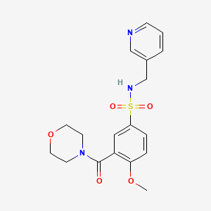 molecular formula C18H21N3O5S B5516899 4-methoxy-3-(4-morpholinylcarbonyl)-N-(3-pyridinylmethyl)benzenesulfonamide 