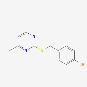 molecular formula C13H13BrN2S B5517178 2-[(4-Bromobenzyl)sulfanyl]-4,6-dimethylpyrimidine 