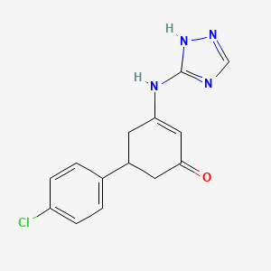 molecular formula C14H13ClN4O B5517262 5-(4-chlorophenyl)-3-(1H-1,2,4-triazol-5-ylamino)cyclohex-2-en-1-one 