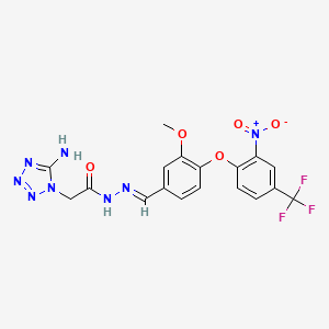molecular formula C18H15F3N8O5 B5517276 2-(5-aminotetrazol-1-yl)-N-[(E)-[3-methoxy-4-[2-nitro-4-(trifluoromethyl)phenoxy]phenyl]methylideneamino]acetamide 