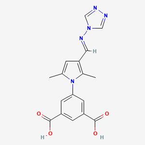 molecular formula C17H15N5O4 B5517317 5-{2,5-dimethyl-3-[(E)-(4H-1,2,4-triazol-4-ylimino)methyl]-1H-pyrrol-1-yl}benzene-1,3-dicarboxylic acid 