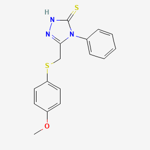 molecular formula C16H15N3OS2 B5517500 5-{[(4-methoxyphenyl)sulfanyl]methyl}-4-phenyl-4H-1,2,4-triazole-3-thiol 