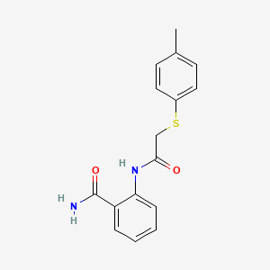 molecular formula C16H16N2O2S B5517571 2-({[(4-methylphenyl)thio]acetyl}amino)benzamide 