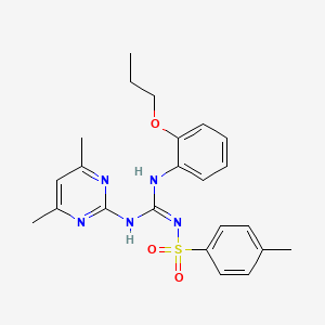 molecular formula C23H27N5O3S B5517577 N-{(Z)-[(4,6-dimethylpyrimidin-2-yl)amino][(2-propoxyphenyl)amino]methylidene}-4-methylbenzenesulfonamide 