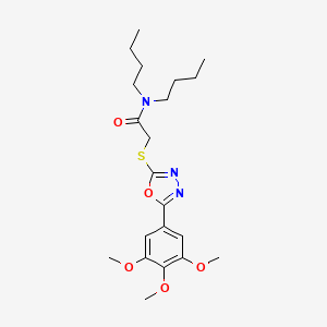 molecular formula C21H31N3O5S B5517627 N,N-dibutyl-2-{[5-(3,4,5-trimethoxyphenyl)-1,3,4-oxadiazol-2-yl]sulfanyl}acetamide 