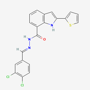molecular formula C20H13Cl2N3OS B5517657 N-[(E)-(3,4-dichlorophenyl)methylideneamino]-2-thiophen-2-yl-1H-indole-7-carboxamide 