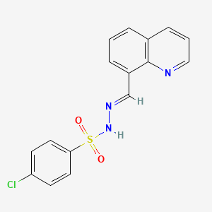 molecular formula C16H12ClN3O2S B5517903 4-chloro-N-[(E)-quinolin-8-ylmethylideneamino]benzenesulfonamide 