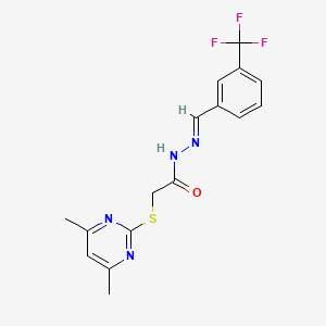 molecular formula C16H15F3N4OS B5517918 2-(4,6-dimethylpyrimidin-2-yl)sulfanyl-N-[(E)-[3-(trifluoromethyl)phenyl]methylideneamino]acetamide 
