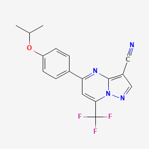 molecular formula C17H13F3N4O B5518008 5-[4-(Propan-2-yloxy)phenyl]-7-(trifluoromethyl)pyrazolo[1,5-a]pyrimidine-3-carbonitrile 