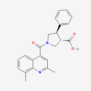 molecular formula C23H22N2O3 B5518158 (3S,4R)-1-(2,8-dimethylquinoline-4-carbonyl)-4-phenylpyrrolidine-3-carboxylic acid 