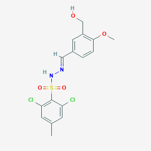 molecular formula C16H16Cl2N2O4S B5518231 2,6-dichloro-N-[(E)-[3-(hydroxymethyl)-4-methoxyphenyl]methylideneamino]-4-methylbenzenesulfonamide 
