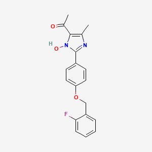 molecular formula C19H17FN2O3 B5518368 1-(2-{4-[(2-FLUOROPHENYL)METHOXY]PHENYL}-1-HYDROXY-4-METHYL-1H-IMIDAZOL-5-YL)ETHAN-1-ONE 