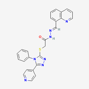 molecular formula C25H19N7OS B5518386 2-[(4-phenyl-5-pyridin-4-yl-1,2,4-triazol-3-yl)sulfanyl]-N-[(E)-quinolin-8-ylmethylideneamino]acetamide 