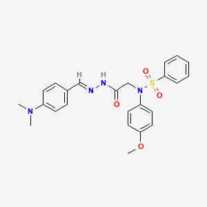 molecular formula C24H26N4O4S B5518612 N-({N'-[(E)-[4-(DIMETHYLAMINO)PHENYL]METHYLIDENE]HYDRAZINECARBONYL}METHYL)-N-(4-METHOXYPHENYL)BENZENESULFONAMIDE 