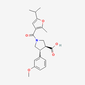molecular formula C21H25NO5 B5518619 (3S,4R)-4-(3-methoxyphenyl)-1-(2-methyl-5-propan-2-ylfuran-3-carbonyl)pyrrolidine-3-carboxylic acid 
