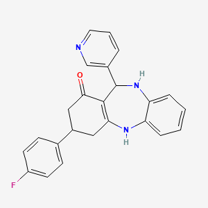 molecular formula C24H20FN3O B5518663 3-(4-FLUOROPHENYL)-11-(3-PYRIDYL)-2,3,4,5,10,11-HEXAHYDRO-1H-DIBENZO[B,E][1,4]DIAZEPIN-1-ONE 