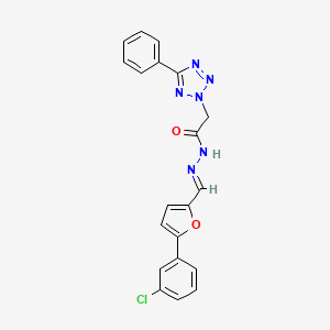 molecular formula C20H15ClN6O2 B5518790 N'-[(E)-[5-(3-CHLOROPHENYL)FURAN-2-YL]METHYLIDENE]-2-(5-PHENYL-2H-1,2,3,4-TETRAZOL-2-YL)ACETOHYDRAZIDE 