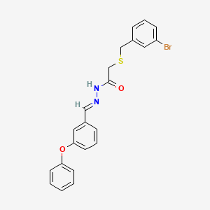 molecular formula C22H19BrN2O2S B5518978 2-[(3-bromophenyl)methylsulfanyl]-N-[(E)-(3-phenoxyphenyl)methylideneamino]acetamide 