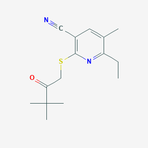 molecular formula C15H20N2OS B5519170 2-[(3,3-Dimethyl-2-oxobutyl)sulfanyl]-6-ethyl-5-methylpyridine-3-carbonitrile 