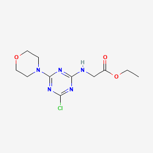 molecular formula C11H16ClN5O3 B5519542 ETHYL 2-{[4-CHLORO-6-(MORPHOLIN-4-YL)-1,3,5-TRIAZIN-2-YL]AMINO}ACETATE 