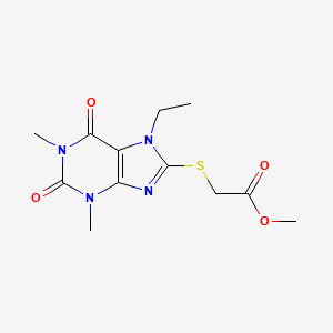 molecular formula C12H16N4O4S B5519551 methyl 2-((7-ethyl-1,3-dimethyl-2,6-dioxo-2,3,6,7-tetrahydro-1H-purin-8-yl)thio)acetate 