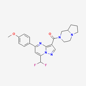 molecular formula C22H23F2N5O2 B5519562 [7-(DIFLUOROMETHYL)-5-(4-METHOXYPHENYL)PYRAZOLO[1,5-A]PYRIMIDIN-3-YL][HEXAHYDROPYRROLO[1,2-A]PYRAZIN-2(1H)-YL]METHANONE 