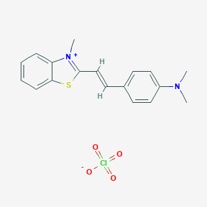 molecular formula C18H19ClN2O4S B055196 N,N-Dimethyl-4-[(E)-2-(3-methyl-1,3-benzothiazol-3-ium-2-yl)ethenyl]aniline;perchlorate CAS No. 114793-87-2