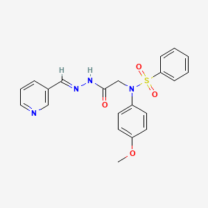 molecular formula C21H20N4O4S B5519711 N-(4-METHOXYPHENYL)-N-({N'-[(E)-(PYRIDIN-3-YL)METHYLIDENE]HYDRAZINECARBONYL}METHYL)BENZENESULFONAMIDE 