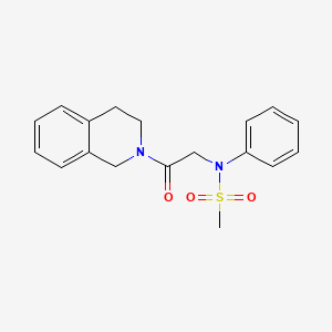 molecular formula C18H20N2O3S B5519767 N-[2-OXO-2-(1,2,3,4-TETRAHYDROISOQUINOLIN-2-YL)ETHYL]-N-PHENYLMETHANESULFONAMIDE 