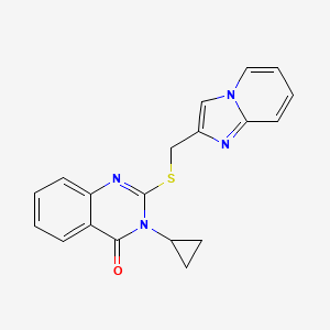 molecular formula C19H16N4OS B5519966 3-CYCLOPROPYL-2-[(IMIDAZO[1,2-A]PYRIDIN-2-YLMETHYL)SULFANYL]-4(3H)-QUINAZOLINONE 
