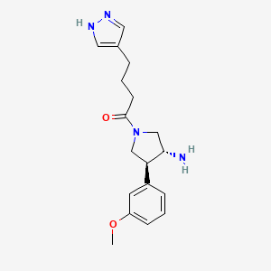 molecular formula C18H24N4O2 B5520077 1-[(3R,4S)-3-amino-4-(3-methoxyphenyl)pyrrolidin-1-yl]-4-(1H-pyrazol-4-yl)butan-1-one 