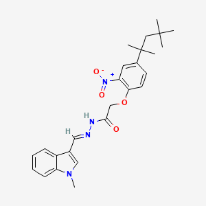 molecular formula C26H32N4O4 B5520139 N-[(E)-(1-methylindol-3-yl)methylideneamino]-2-[2-nitro-4-(2,4,4-trimethylpentan-2-yl)phenoxy]acetamide 