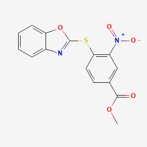 molecular formula C15H10N2O5S B5520164 Methyl 4-(1,3-benzoxazol-2-ylsulfanyl)-3-nitrobenzoate 