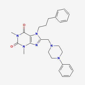 molecular formula C27H32N6O2 B5520293 1,3-dimethyl-8-[(4-phenylpiperazin-1-yl)methyl]-7-(3-phenylpropyl)-2,3,6,7-tetrahydro-1H-purine-2,6-dione 