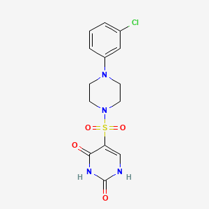 molecular formula C14H15ClN4O4S B5520352 5-{[4-(3-CHLOROPHENYL)PIPERAZIN-1-YL]SULFONYL}-2-HYDROXY-3,4-DIHYDROPYRIMIDIN-4-ONE 
