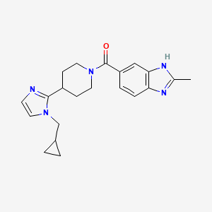 molecular formula C21H25N5O B5520423 5-({4-[1-(cyclopropylmethyl)-1H-imidazol-2-yl]-1-piperidinyl}carbonyl)-2-methyl-1H-benzimidazole 