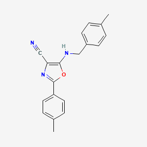 molecular formula C19H17N3O B5520633 2-(4-METHYLPHENYL)-5-{[(4-METHYLPHENYL)METHYL]AMINO}-1,3-OXAZOLE-4-CARBONITRILE 