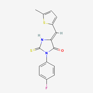 molecular formula C15H11FN2OS2 B5520742 3-(4-FLUOROPHENYL)-5-[(Z)-1-(5-METHYL-2-THIENYL)METHYLIDENE]-2-THIOXODIHYDRO-1H-IMIDAZOL-4-ONE 