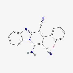 molecular formula C19H10FN5 B5520875 1-AMINO-2-CYANO-3-(2-FLUOROPHENYL)PYRIDO[1,2-A][1,3]BENZIMIDAZOL-4-YL CYANIDE 