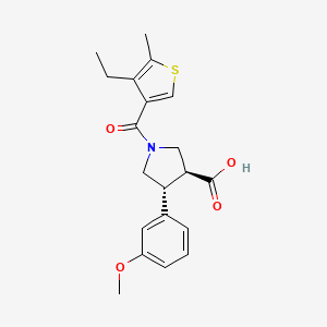 molecular formula C20H23NO4S B5520944 (3S,4R)-1-(4-ethyl-5-methylthiophene-3-carbonyl)-4-(3-methoxyphenyl)pyrrolidine-3-carboxylic acid 