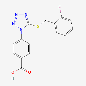 molecular formula C15H11FN4O2S B5521147 4-[5-[(2-fluorophenyl)methylsulfanyl]tetrazol-1-yl]benzoic acid 
